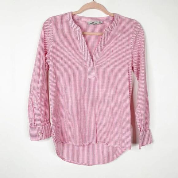 2/$30 Vineyard Vines Easy Striped Savannah Popover Top XS Pink Cotton #5217 - Picture 1 of 11